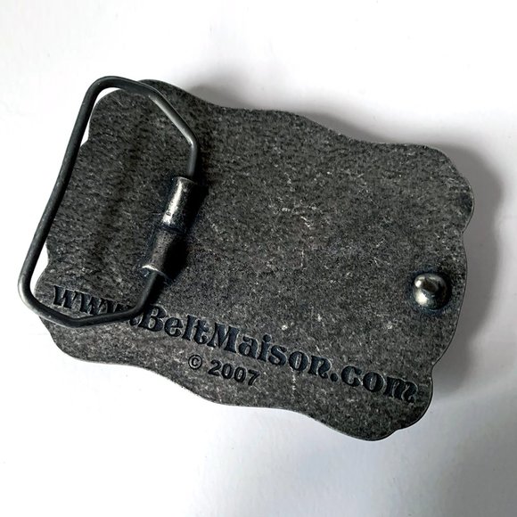 Handmade Peace Sign Metal Belt Buckle with Crystals & Detachable Distressed Belt - Picture 5 of 9